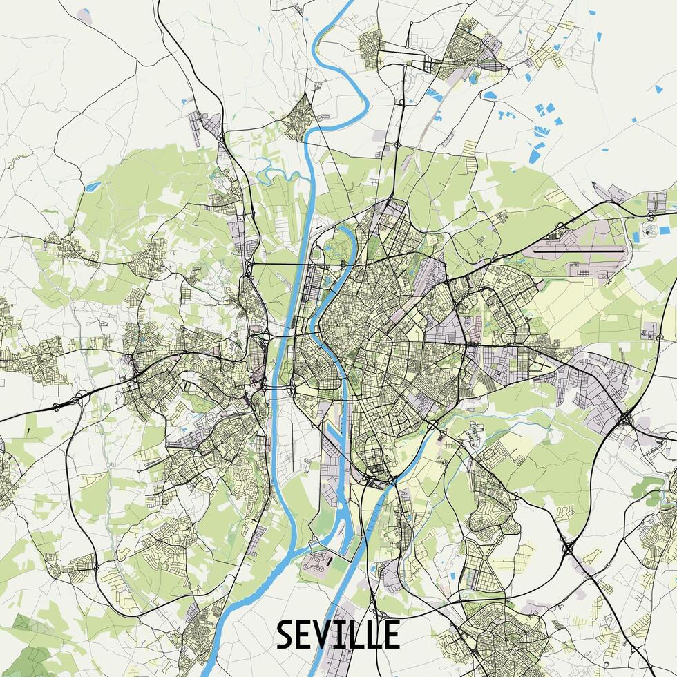 Sevilla España mapa póster Arte vector
