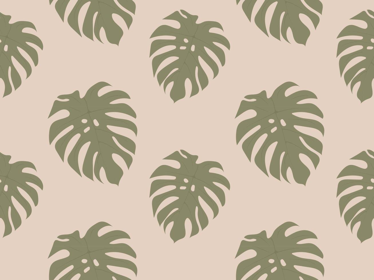 Tropical seamless pattern of monstera leaves. Pastel background with plant leaf. illustration vector