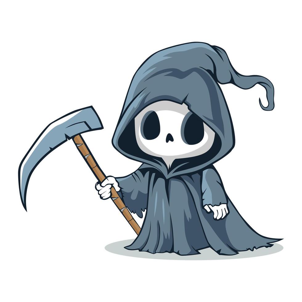 grim reaper chibi mascot illustration vector