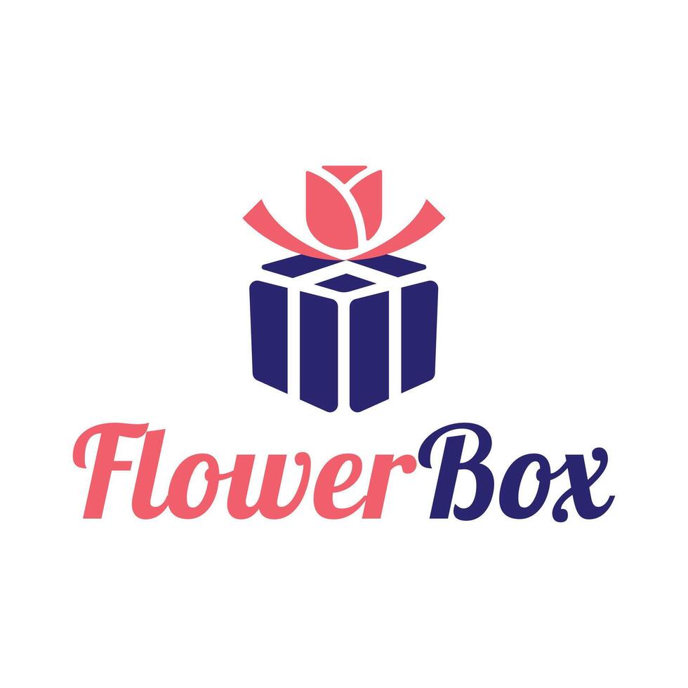 flower box flat minimalist logo vector