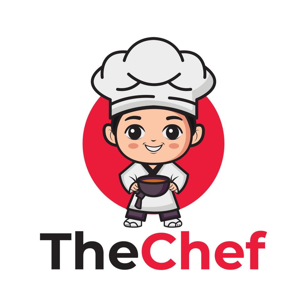 the chef mascot chibi illustration vector