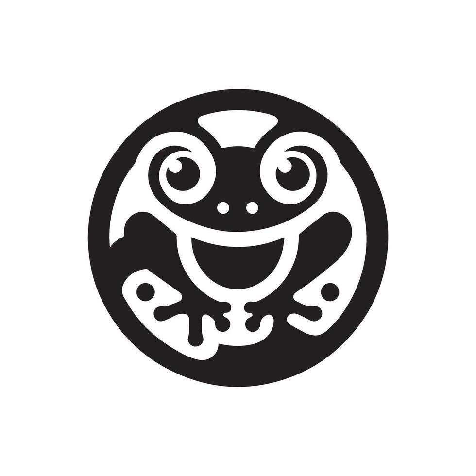 minimalist frog logo on a white background vector