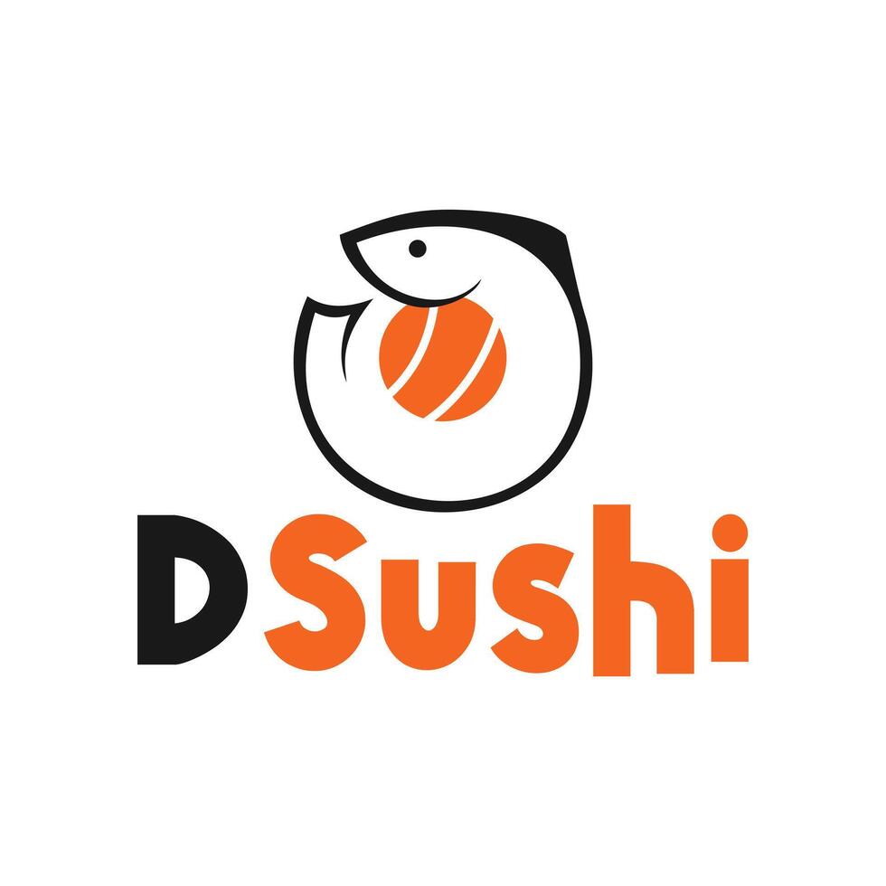 sushi fish flat modern logo vector