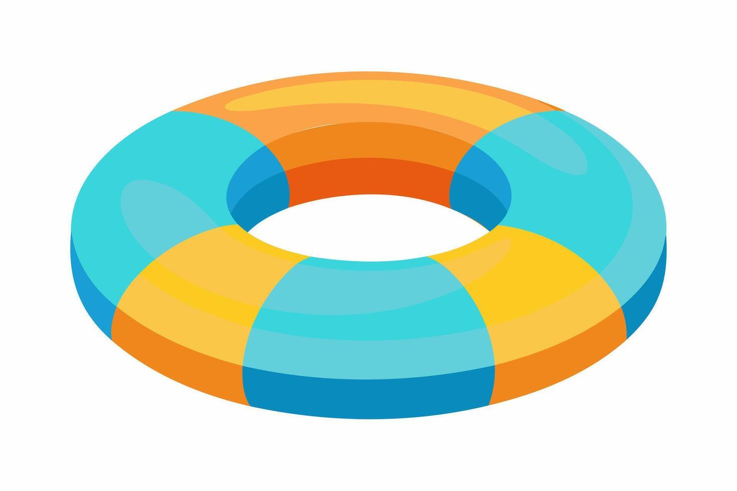 Brightly colored inflatable swim ring. Colorful float for summer swimming. Concept of summer, pool fun, vacation, and water safety. Graphic art. Isolated on white background. Print, design element vector
