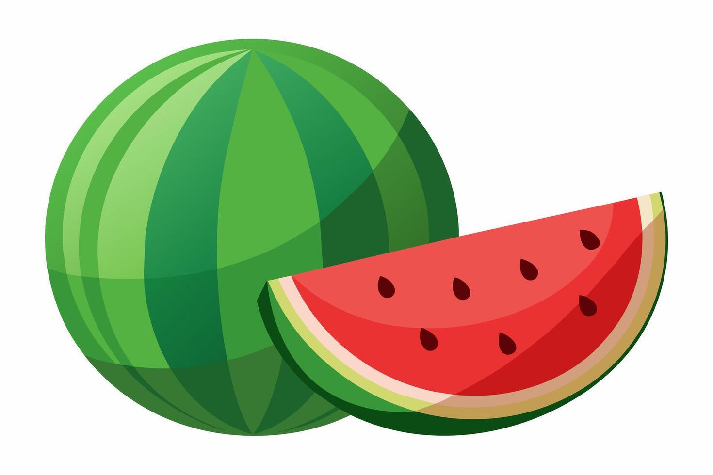 todo sandía con jugoso rebanada cortar afuera. ilustración de Fresco sandía. concepto de verano, frescura, fruta, y sano comiendo. gráfico Arte. aislado en blanco antecedentes. imprimir, diseño elemento vector