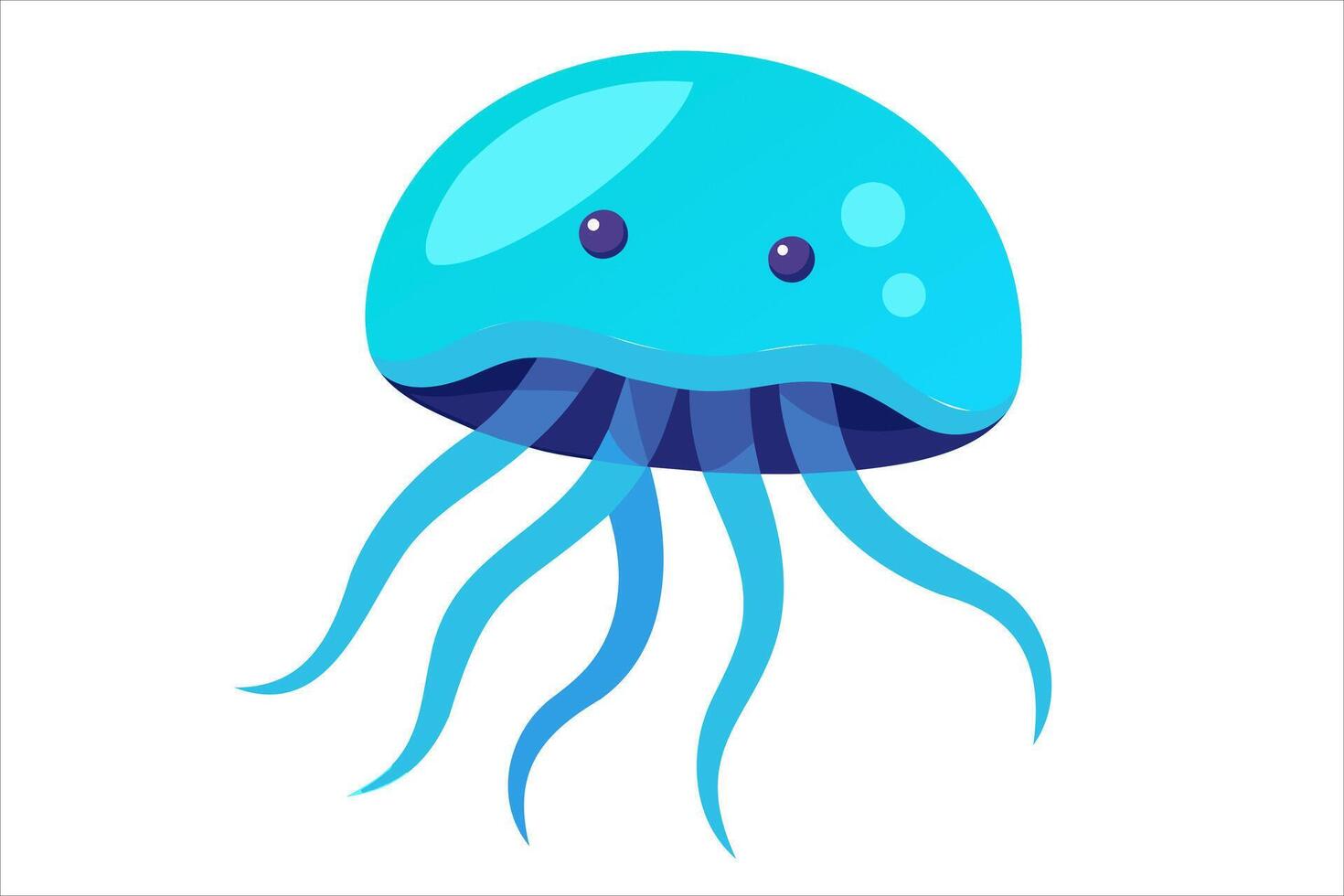 Jellyfish with flowing tentacles. Stylized oceanic medusa in pastel tones. Concept of ocean animal, sea creature. Graphic illustration. Print, icon, element for design. Isolated on white background vector