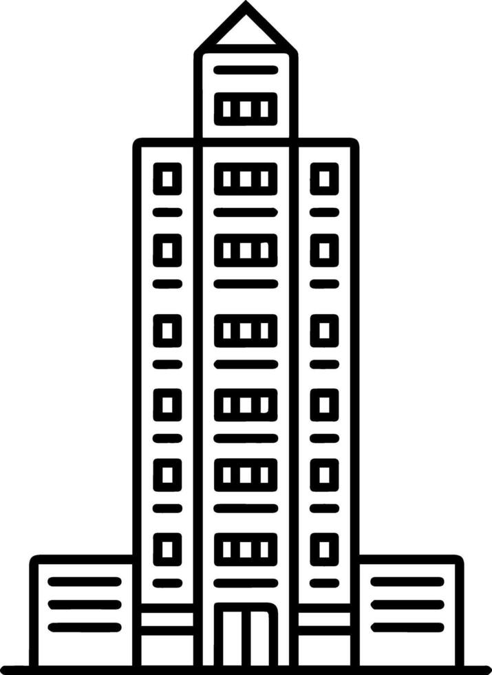 Building black line style illustration vector