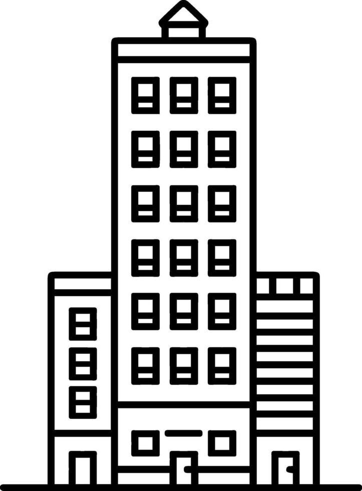 Building black line style illustration vector