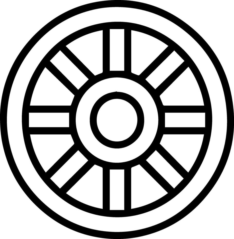 Wheel black line style illustration vector