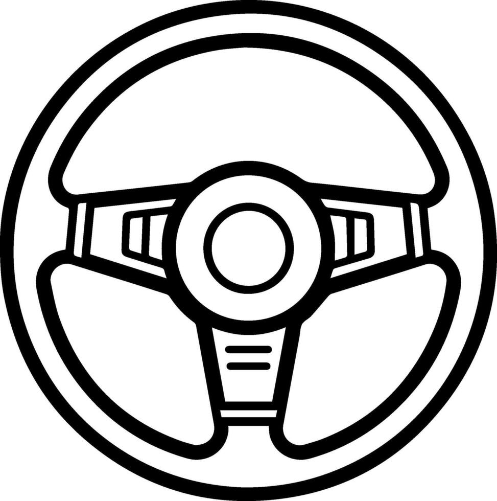 Steering Wheel black line style image vector