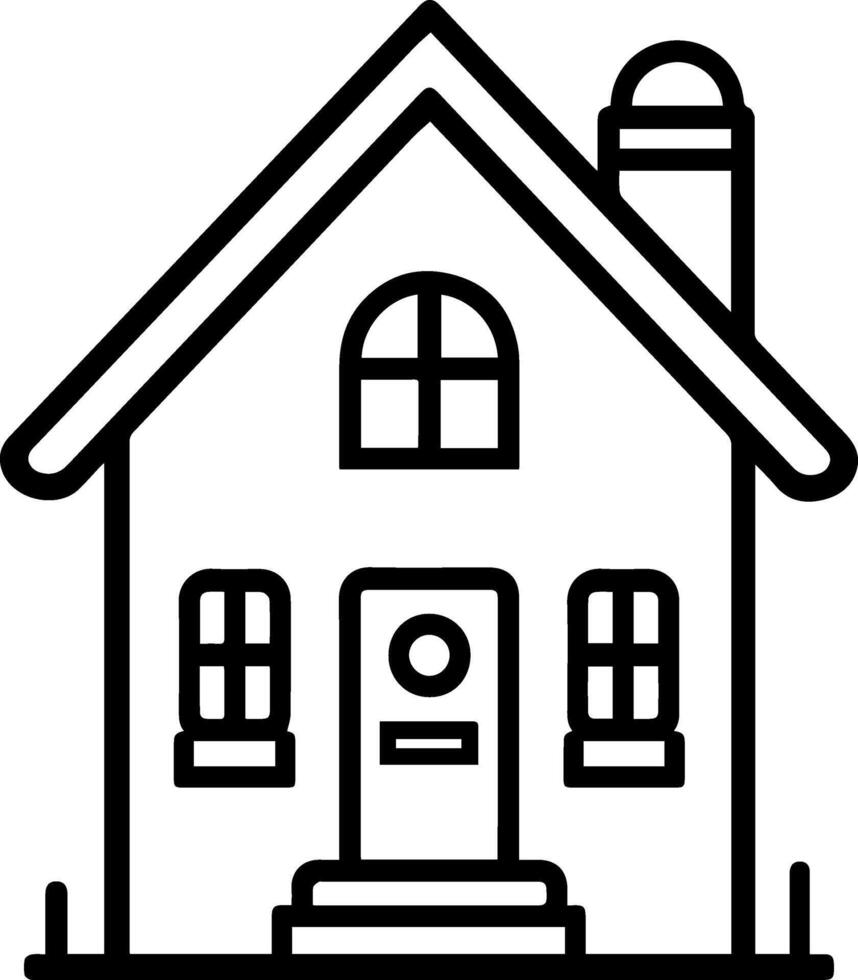 House black line style illustration vector