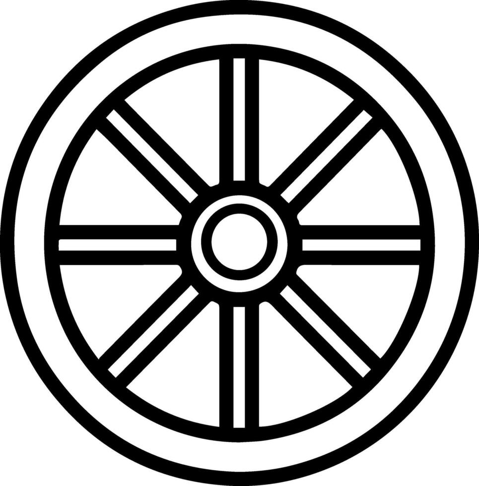 Wheel black line style illustration vector