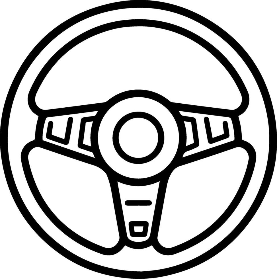 Steering Wheel black line style image vector