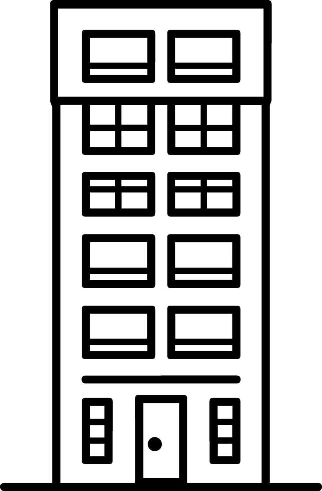Building black line style illustration vector