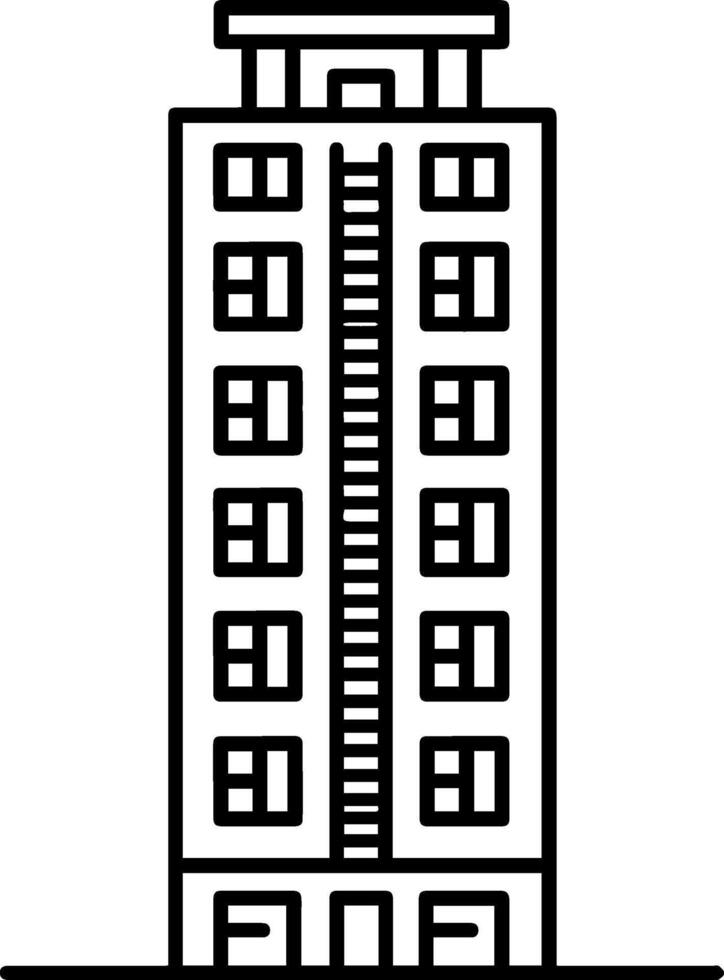 Building black line style illustration vector