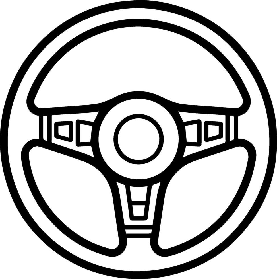 Steering Wheel black line style image vector