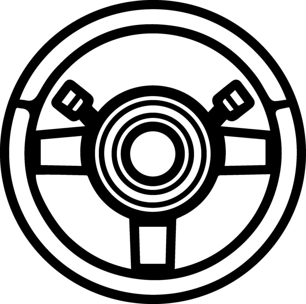 Steering Wheel black line style image vector