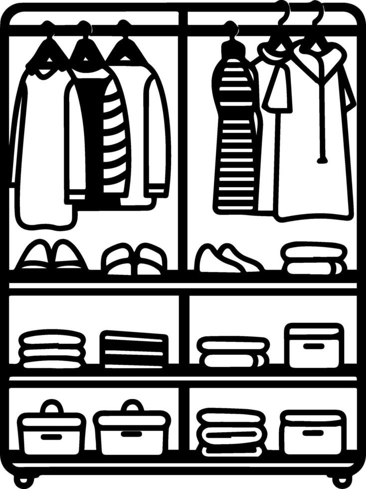 Closet black line style illustration vector