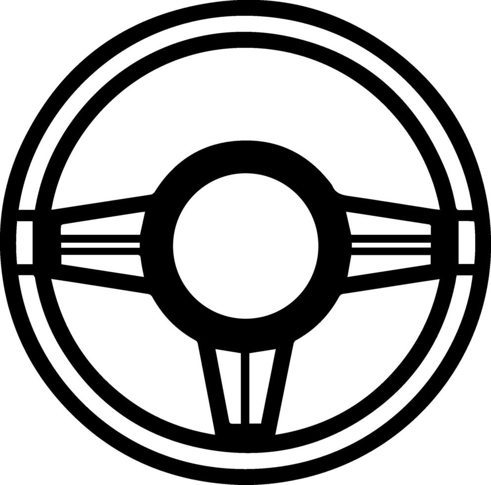 Steering Wheel black line style image vector