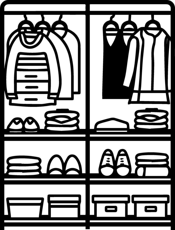Closet black line style illustration vector