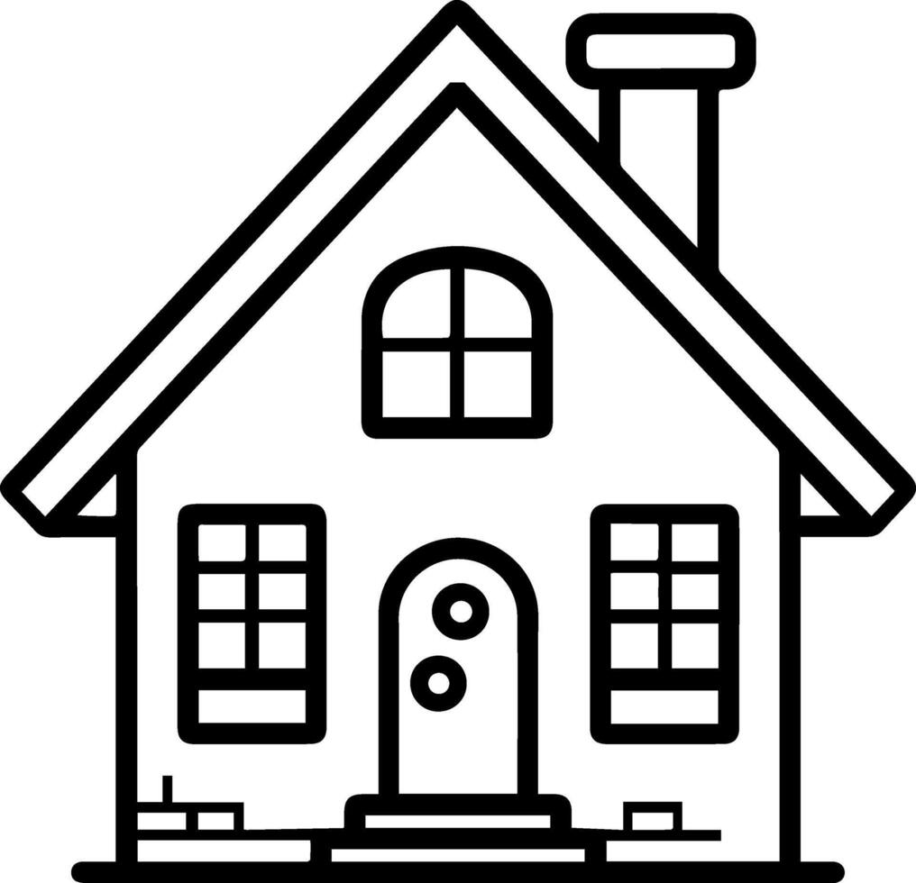 House black line style illustration vector
