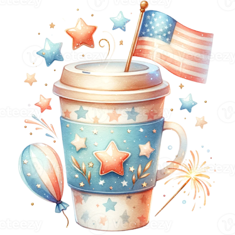 4th July Cute Coffee Cup Clipart 4Th July Clipart, Cute Coffee Cup Art png