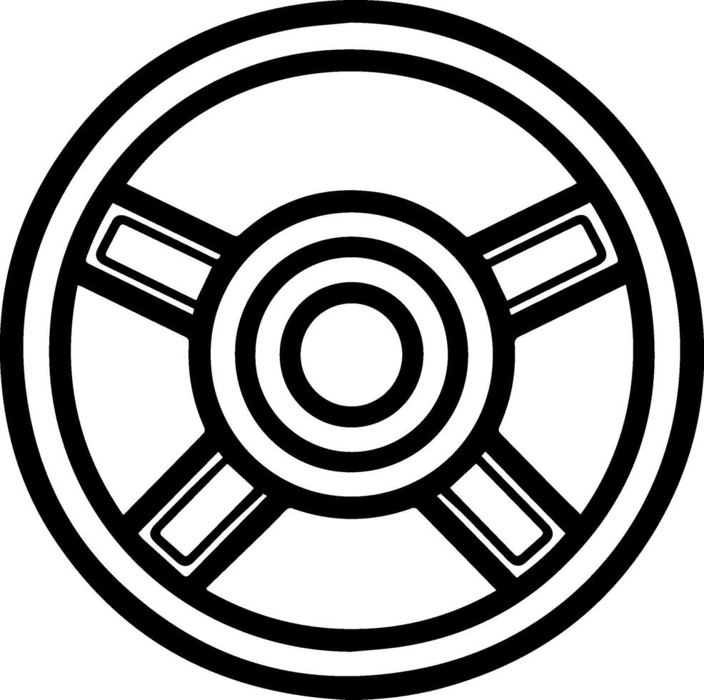 Steering Wheel black line style image vector