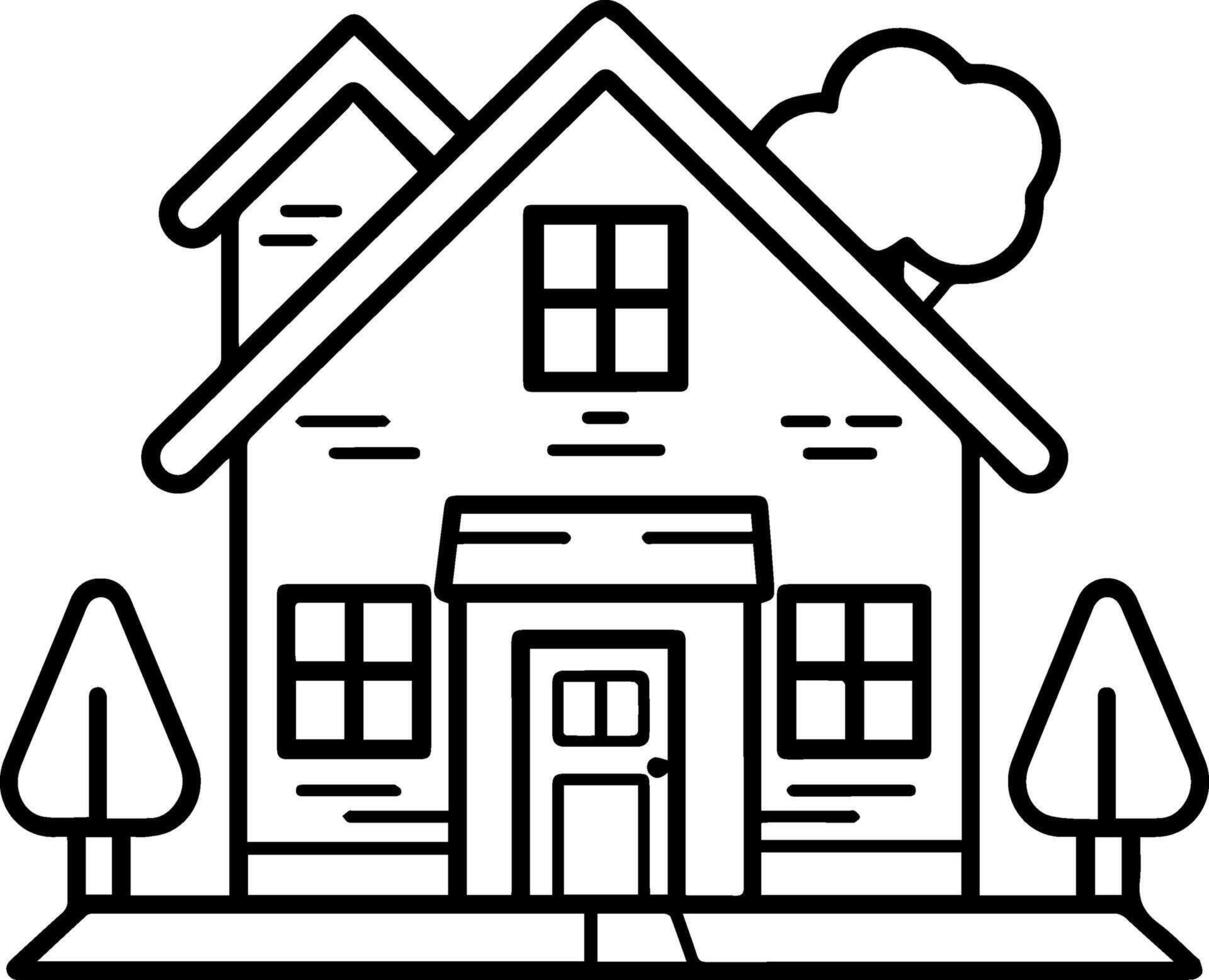 House black line style illustration vector