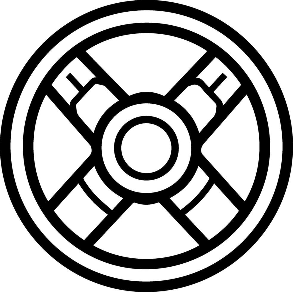 Steering Wheel black line style image vector