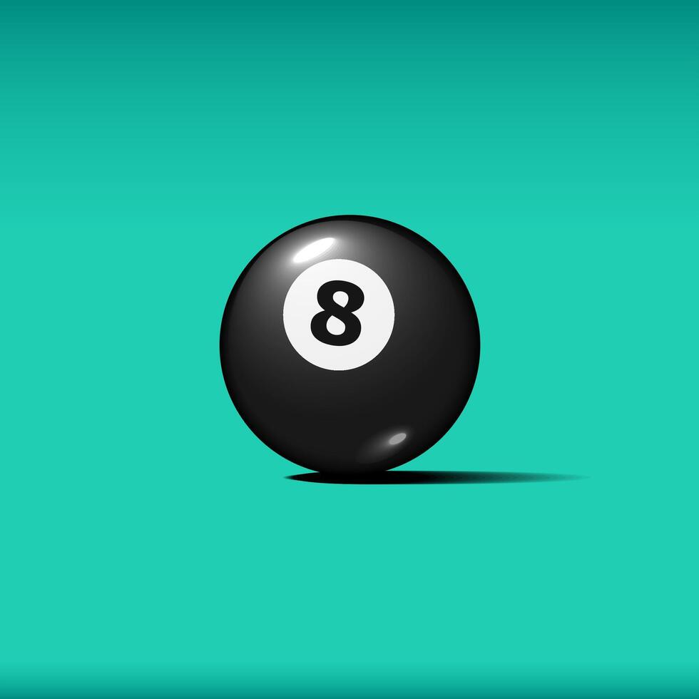 Billiard, Black pool ball with number 8 Snooker or lottery ball stock illustration realistic vector