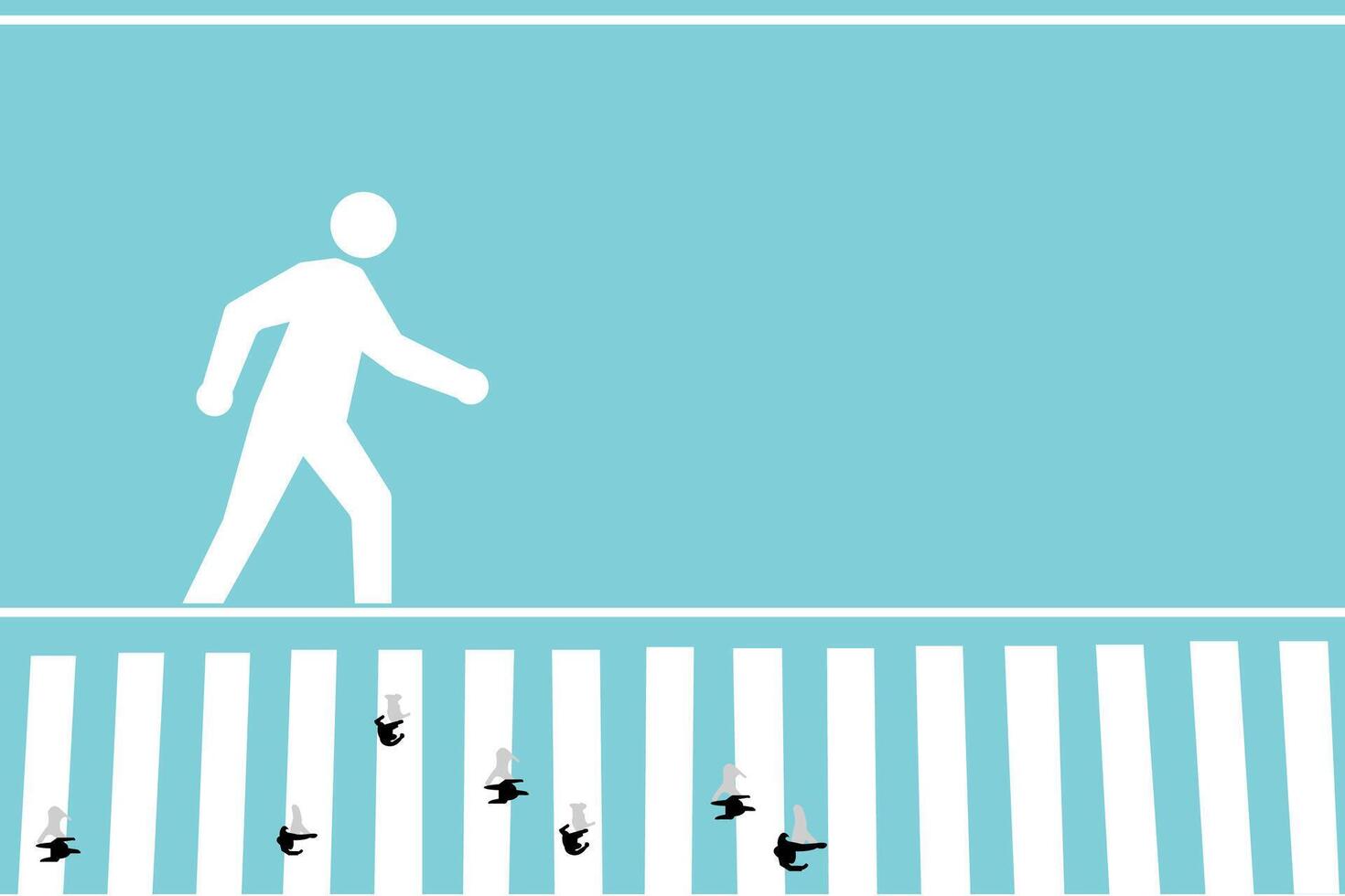 Top view of people walking with Long Shadows. Businessman of success concept. different directions vector