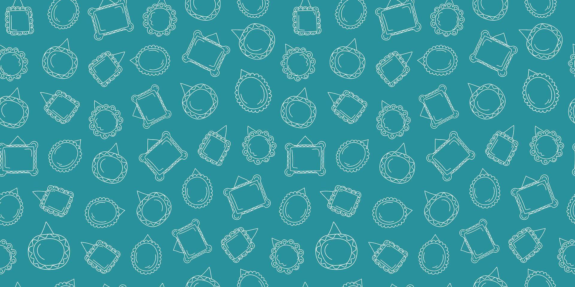 Pattern, simple linear empty frames. Doodle icons, hand drawn collection, seamless pattern. vector