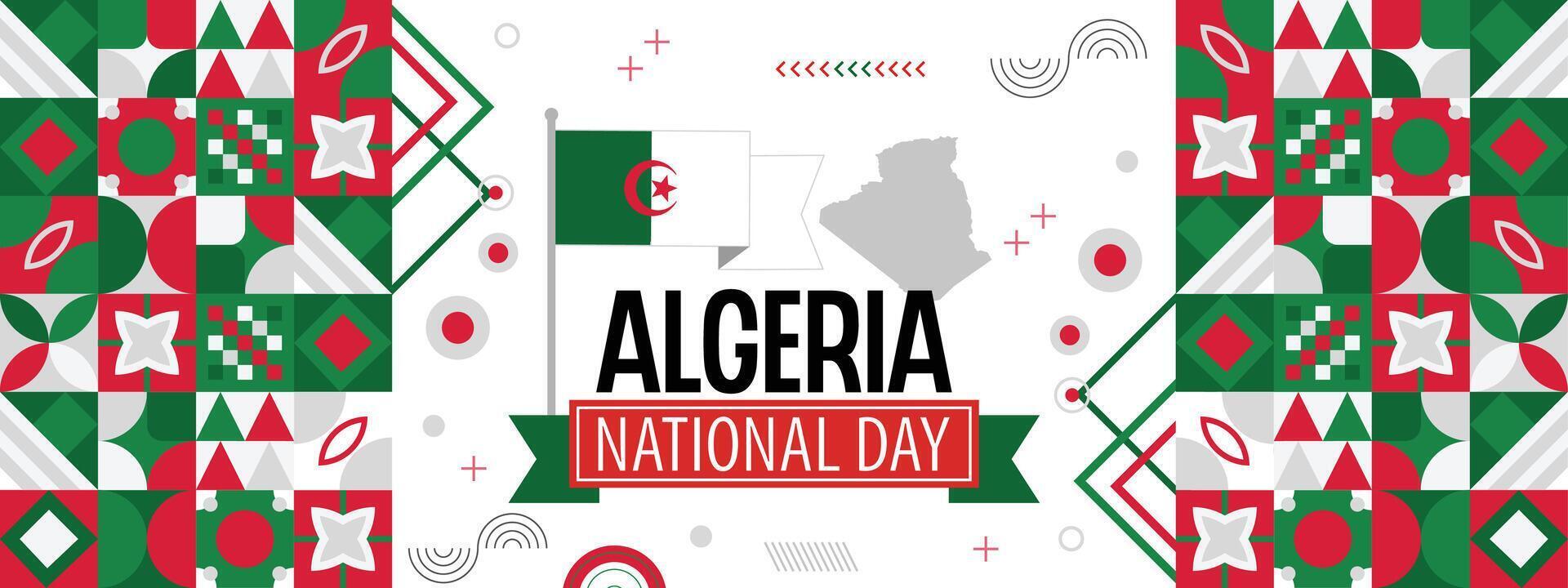 ALGERIA national day banner Abstract celebration geometric decoration design graphic art web background, flag illustration vector