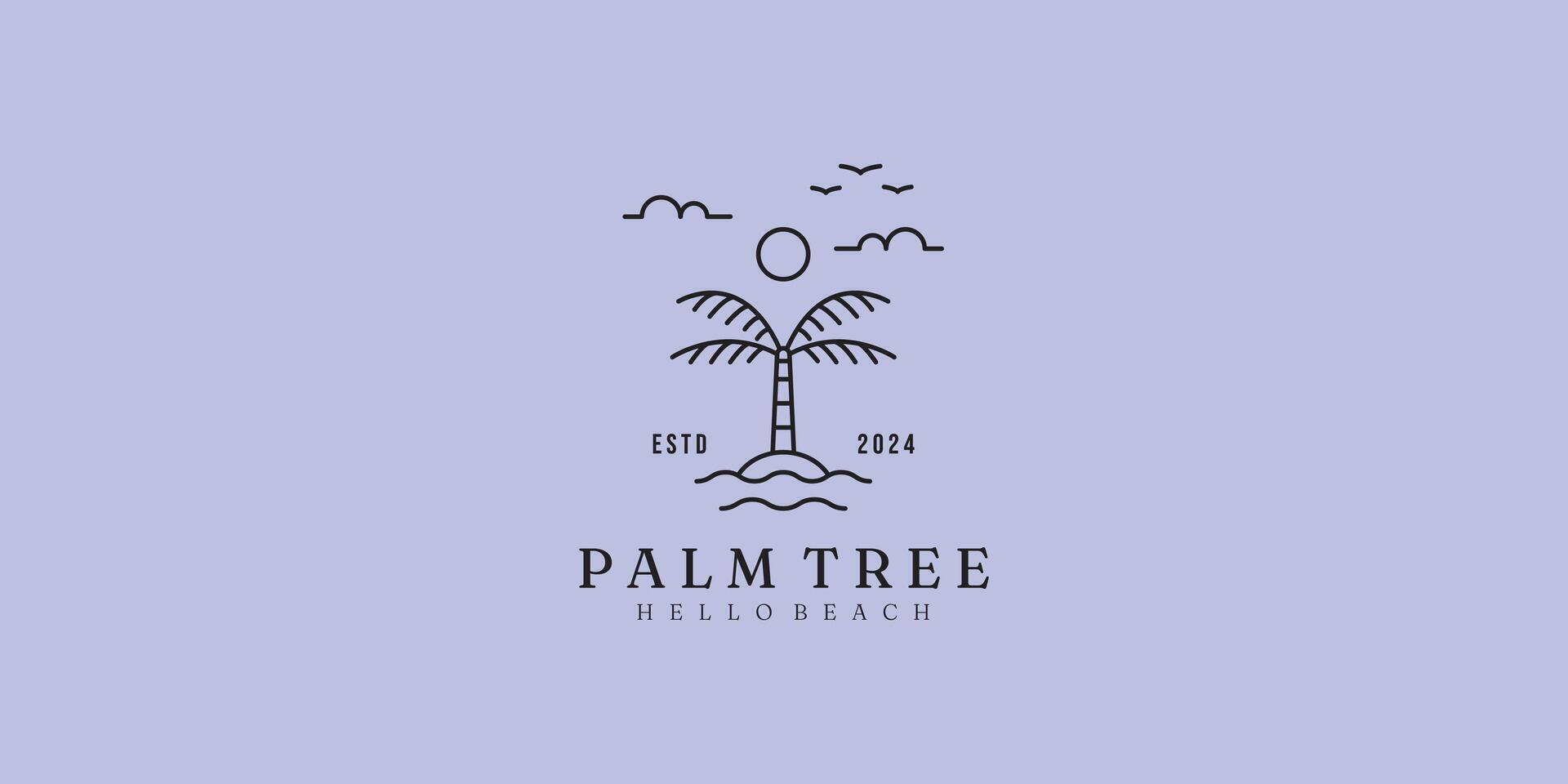 logo palm tree line simple logo illustration design vector