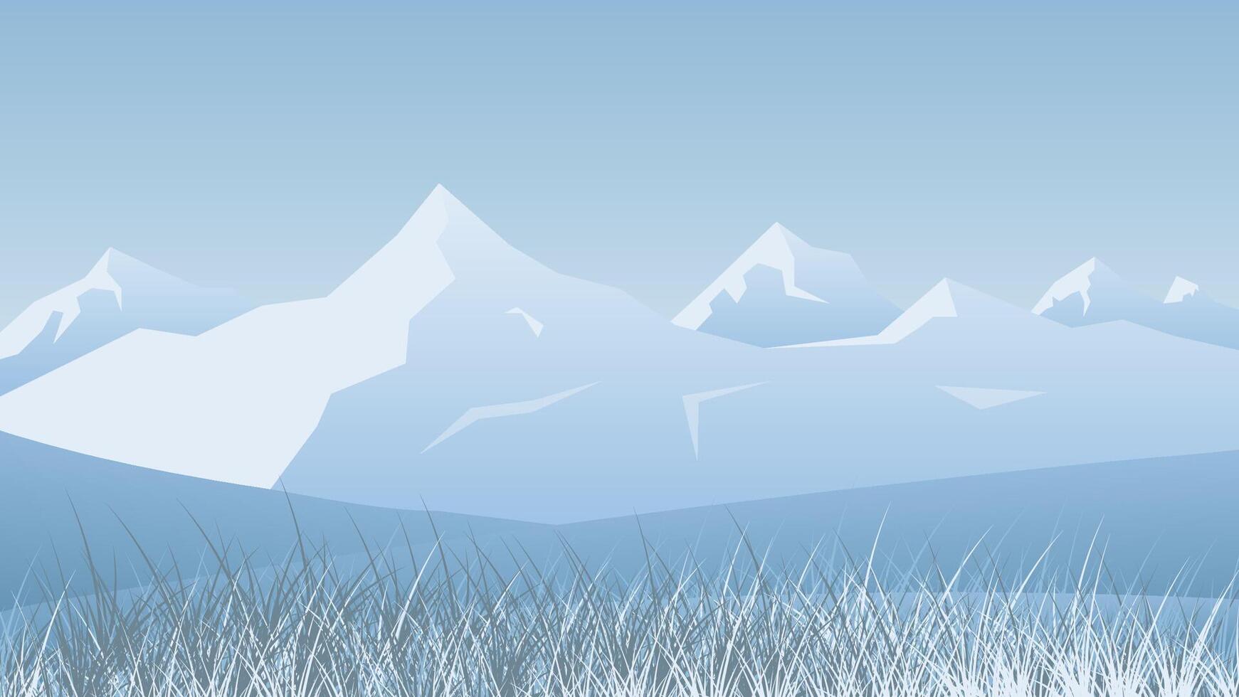winter landscape scene with mountains background vector