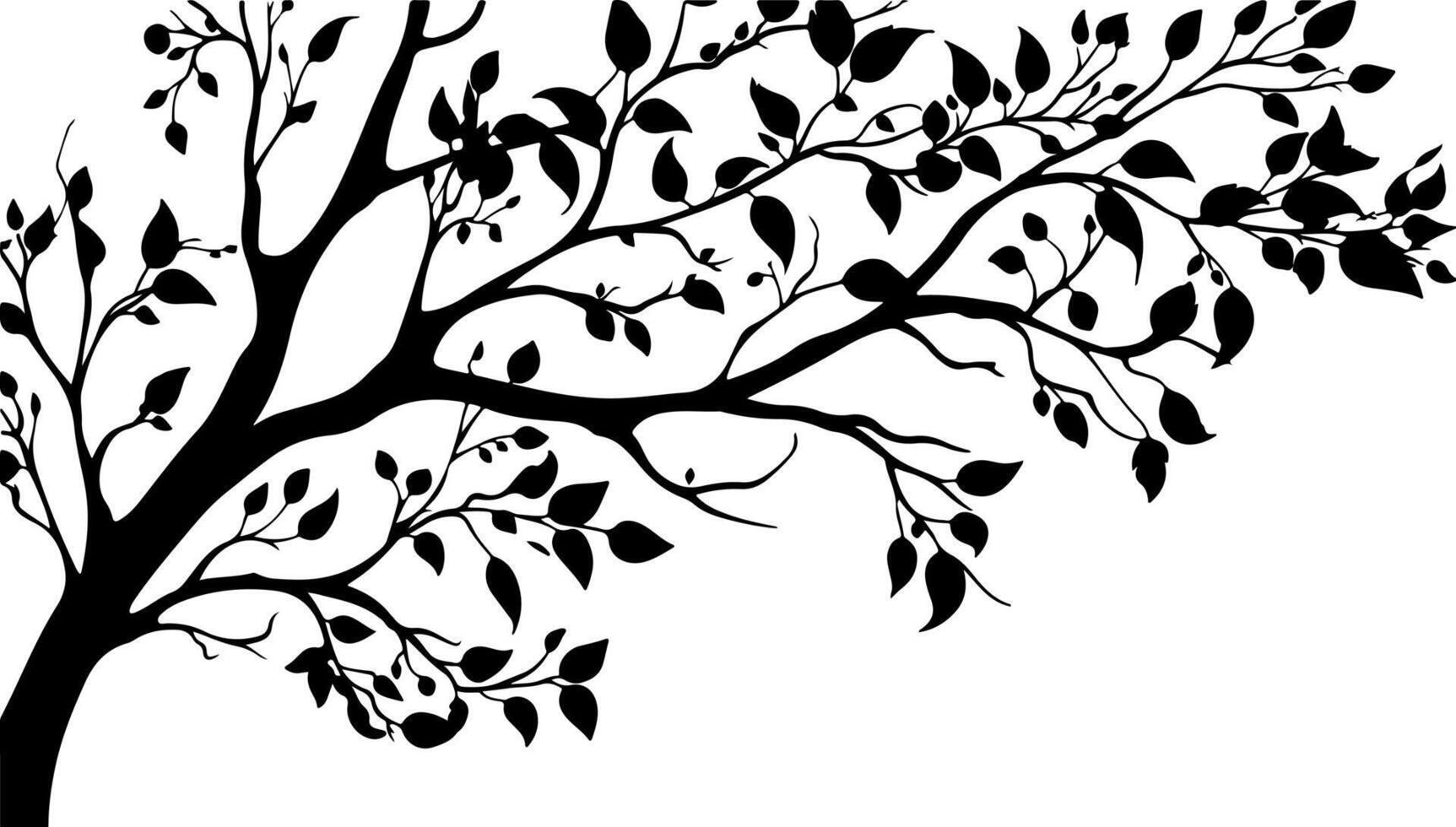 Tree branches silhouette isolated on white background. illustration forest design and element landscape season. Autumn clip art and decoration abstract outdoor vector