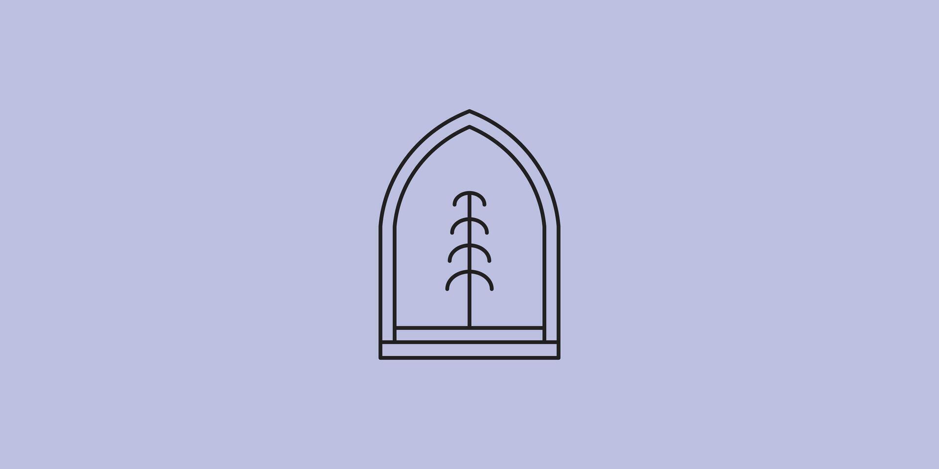 logo tree line minimalist simple logo illustration design vector