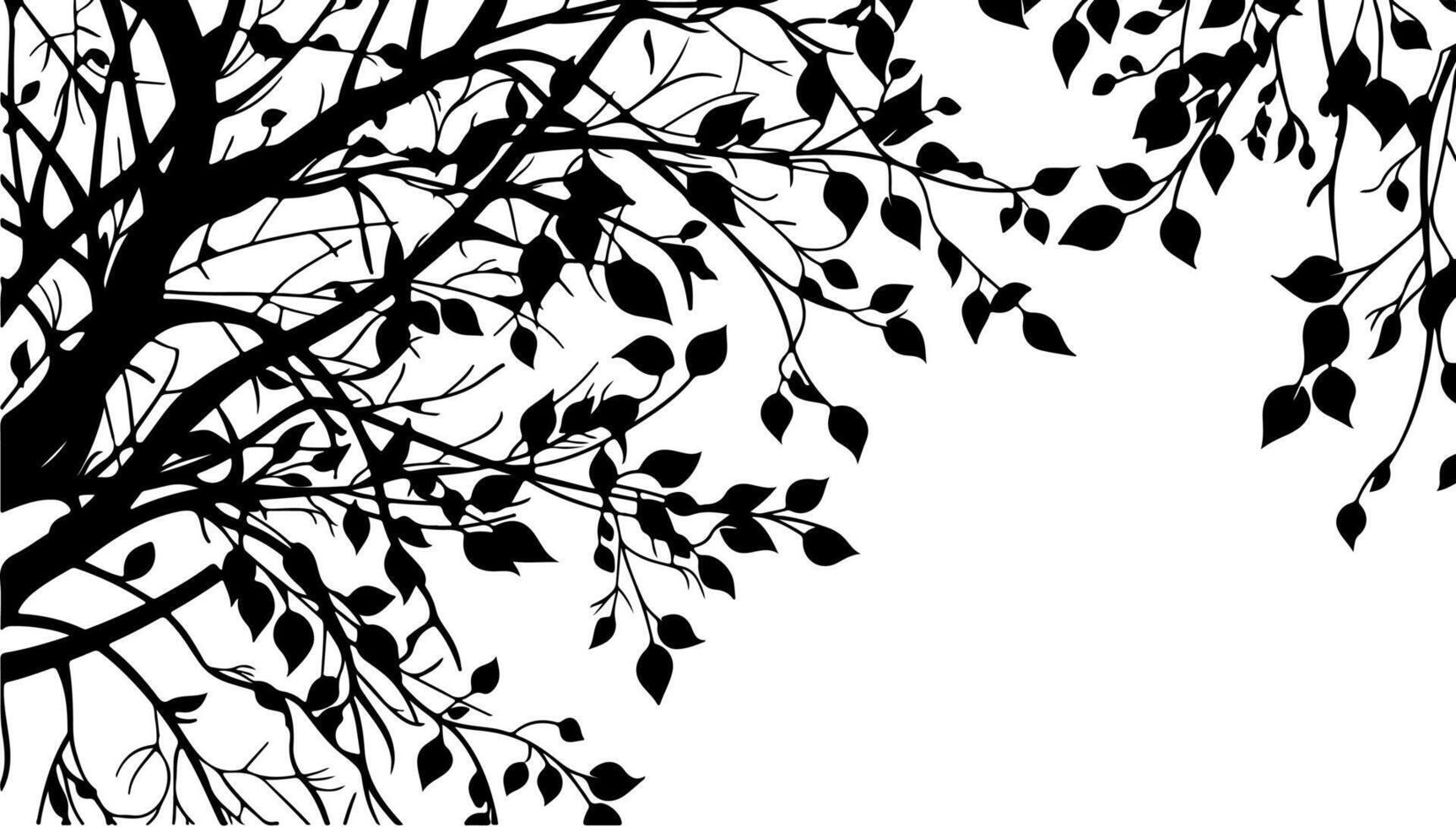 Tree branches silhouette isolated on white background. illustration forest design and element landscape season. Autumn clip art and decoration abstract outdoor vector