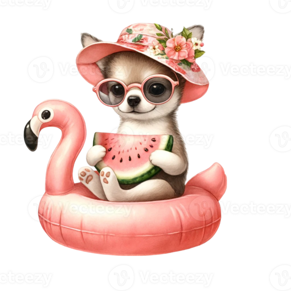 Chihuahua on Flamingo Floats Adorable Chihuahua on Flamingo Floats Clipart png
