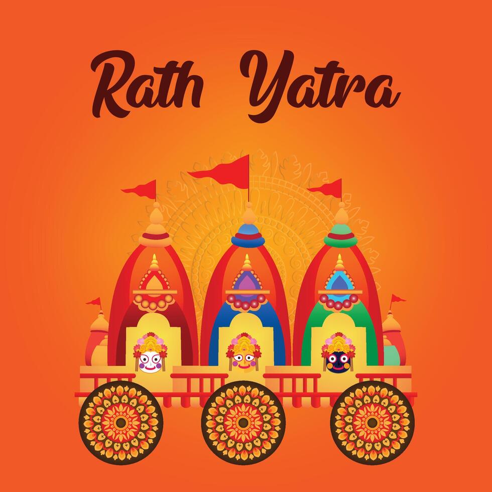 señor jagannath, balabhadra, y subhadra son siendo celebrado en rath yatra. vector