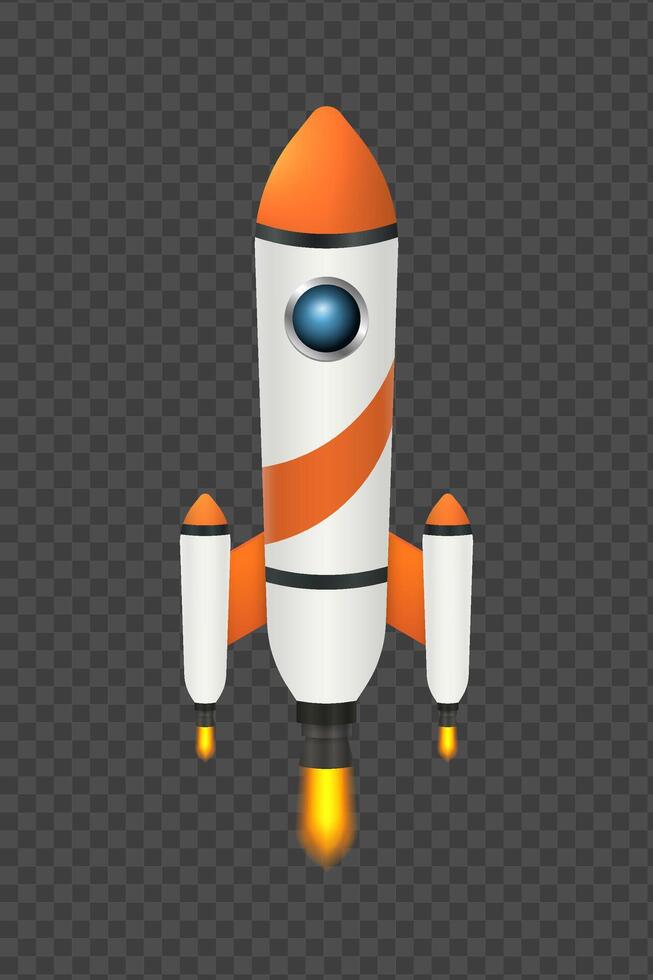 Modern space rocket with two thrusters flying in space, illustration vector