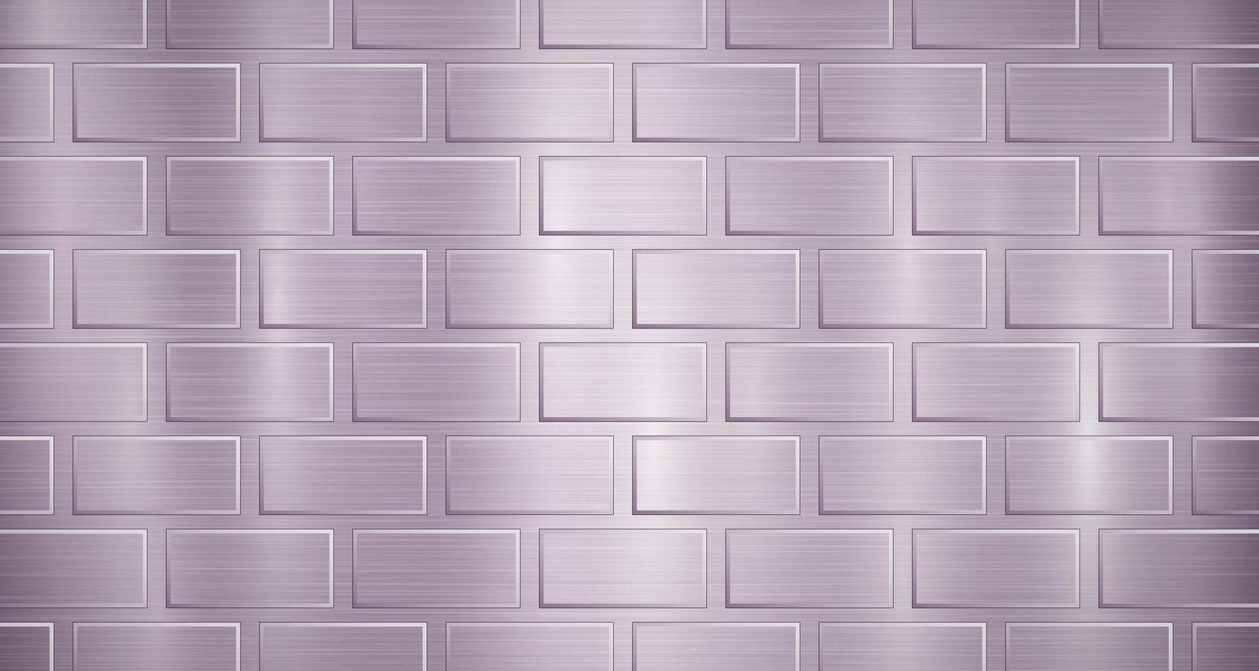 Abstract metallic background in purple colors with highlights and a texture of big voluminous convex rectangles, like bricks vector