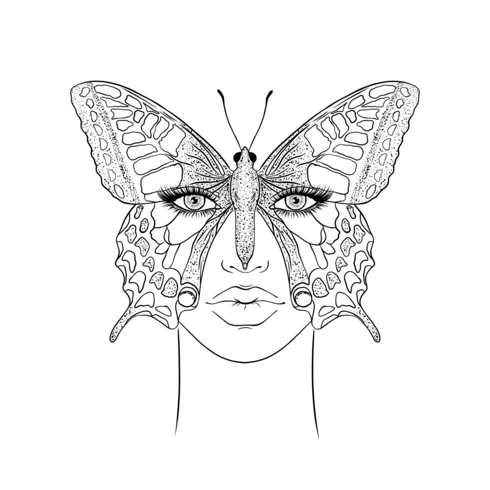 Butterfly and woman face vector