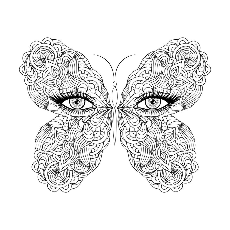 Butterfly with female eyes. vector