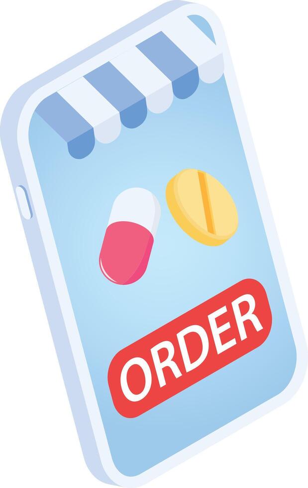 Refill prescriptions easily through telehealth vector