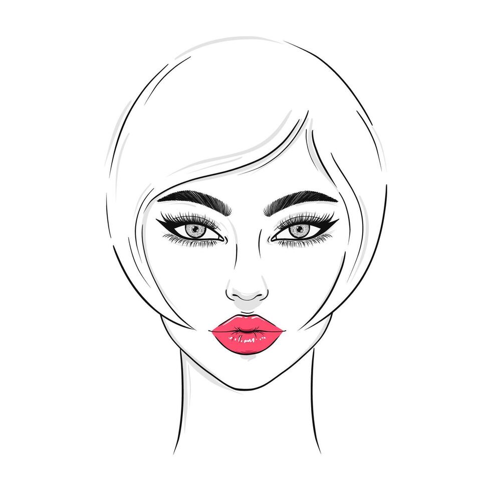 Young woman sketch vector