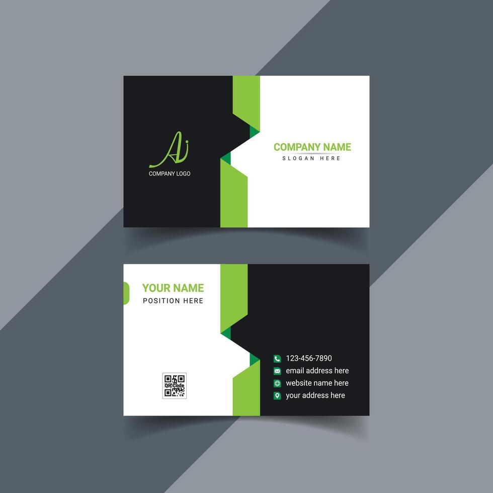 business card, business card template, Professional modern simple unique black and green minimalist creative business card design vector