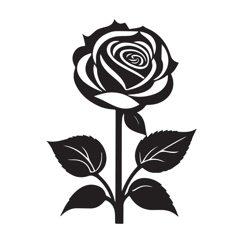 Flowers black and white flat design line art. White background. vector