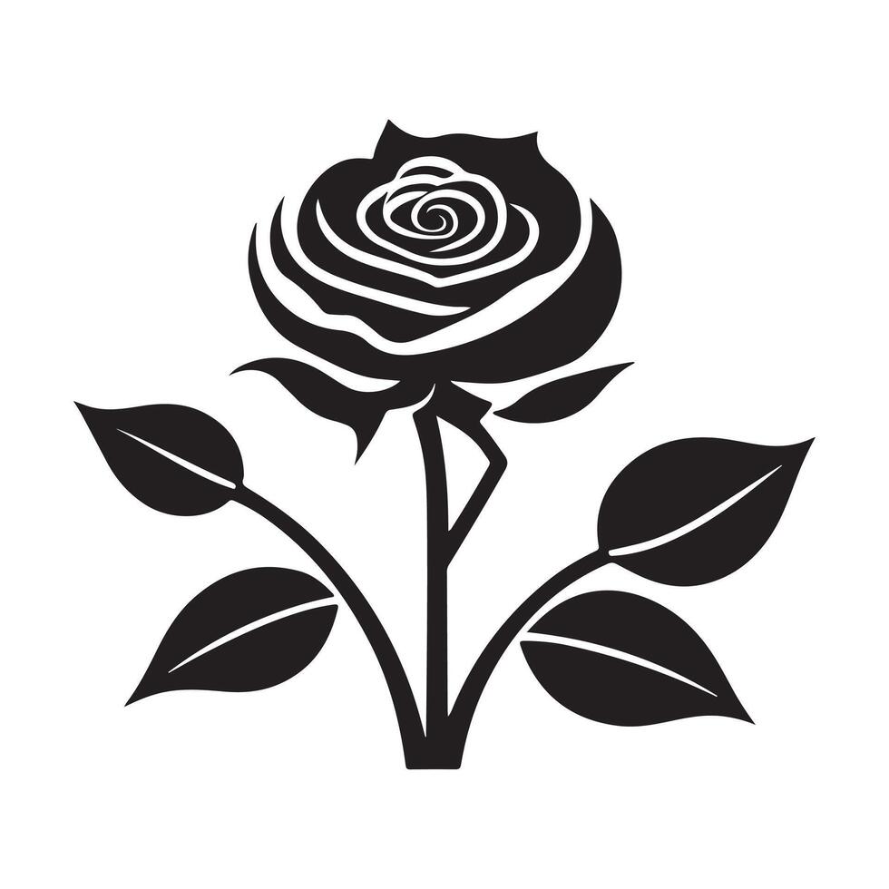Flowers black and white flat design line art. White background. vector