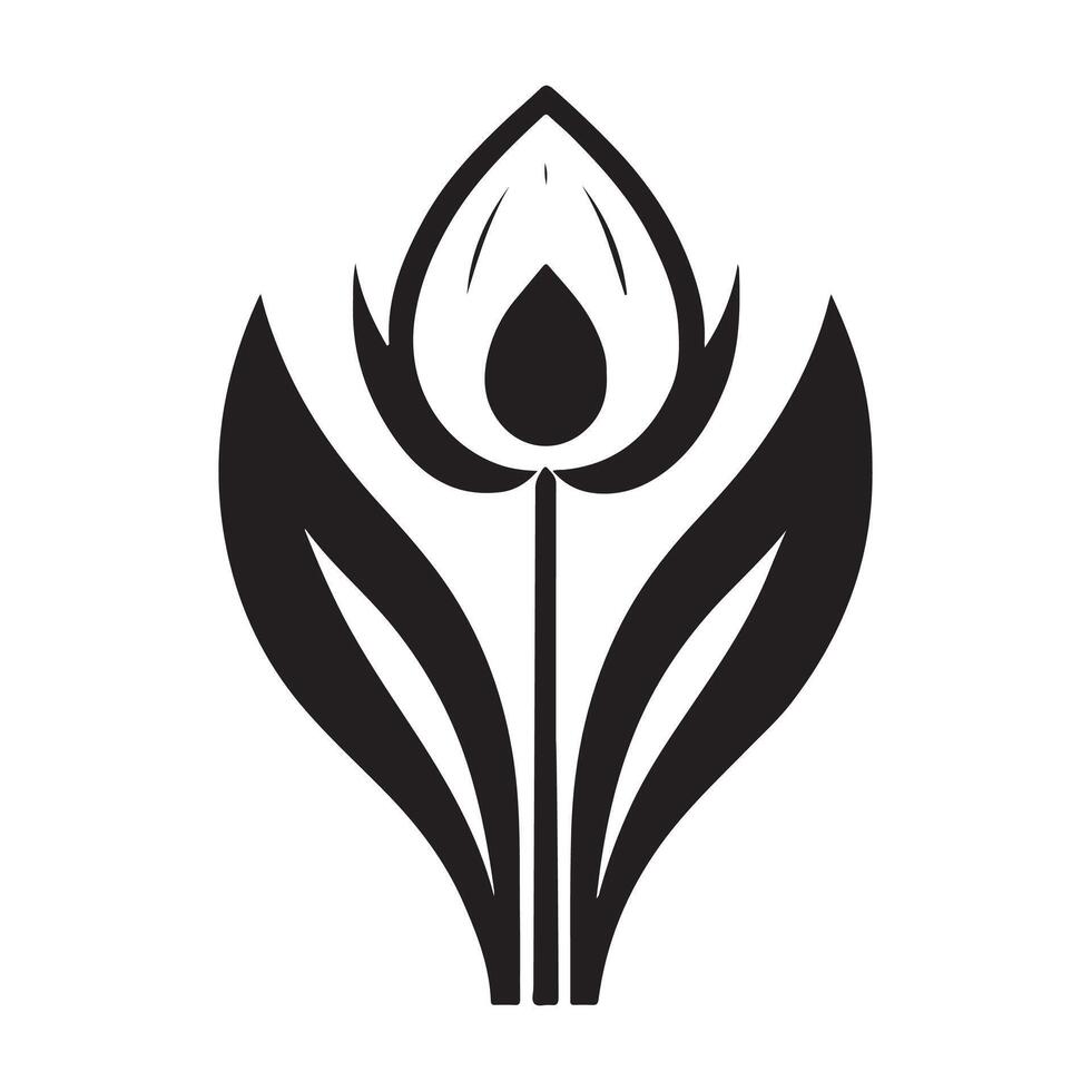 Flowers black and white flat design line art. White background. vector